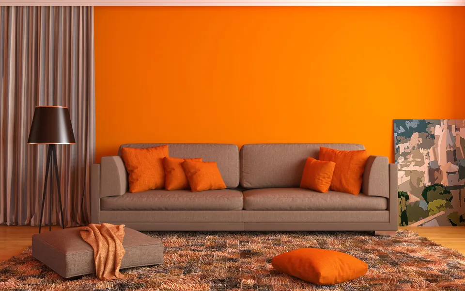 Оранжевый цвет в интерьере