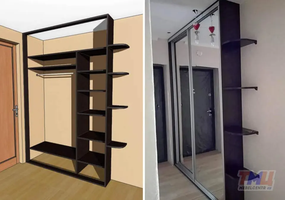 Дәліздің тереңдігіндегі тар шкафтар