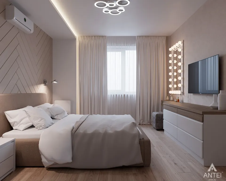 Дизайн спальни в светлых тонах современный