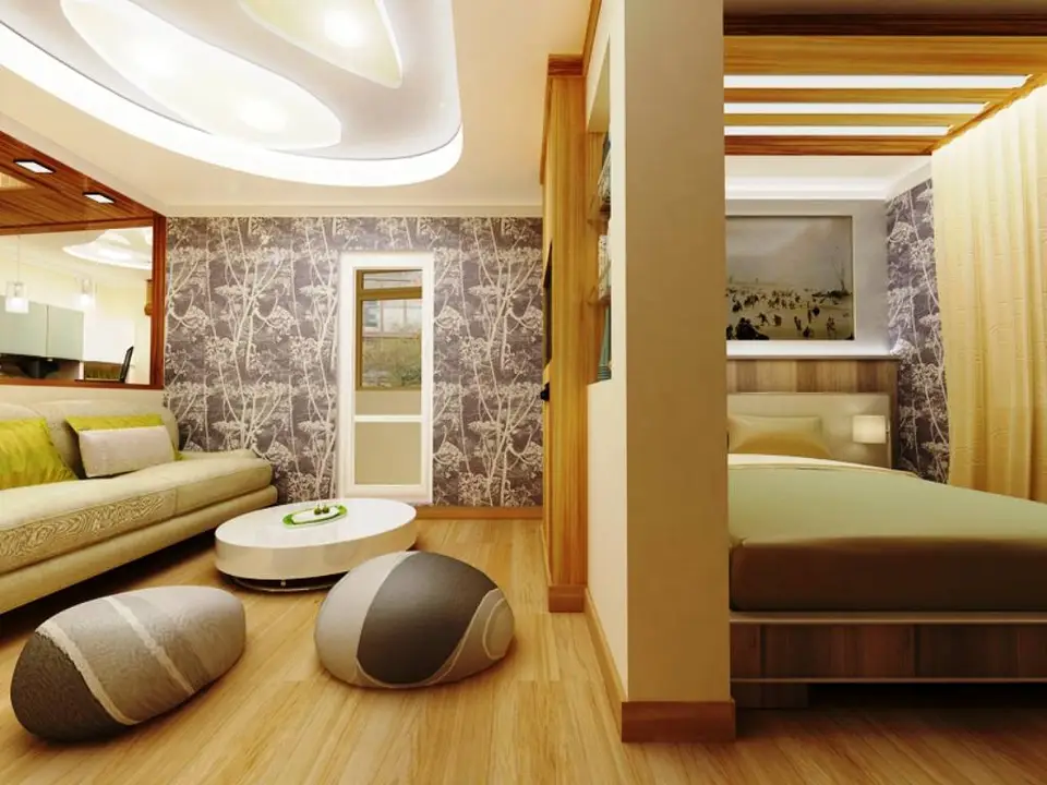 Дизайн спальни и гостиной в одной комнате