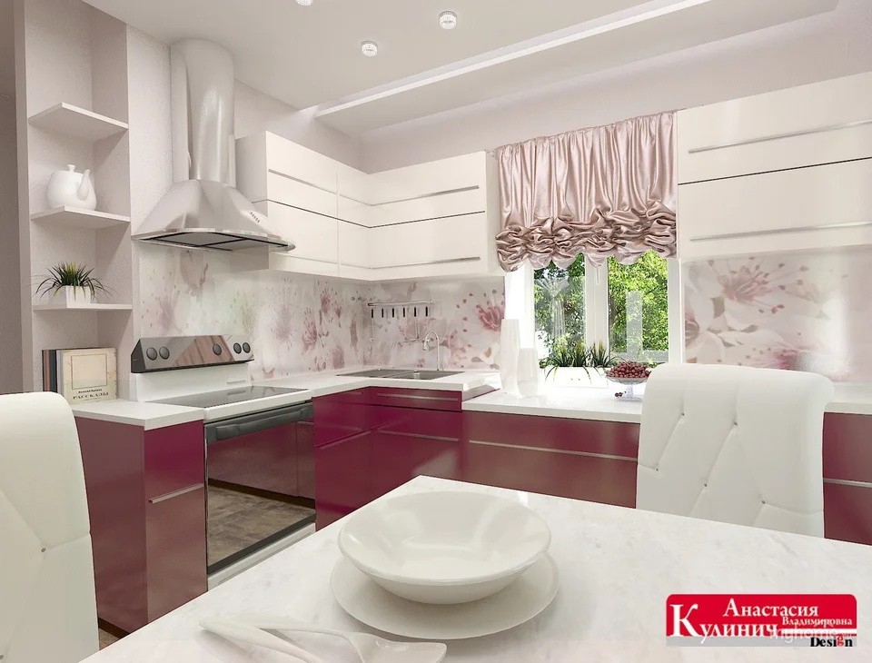 Розовая кухня дизайн