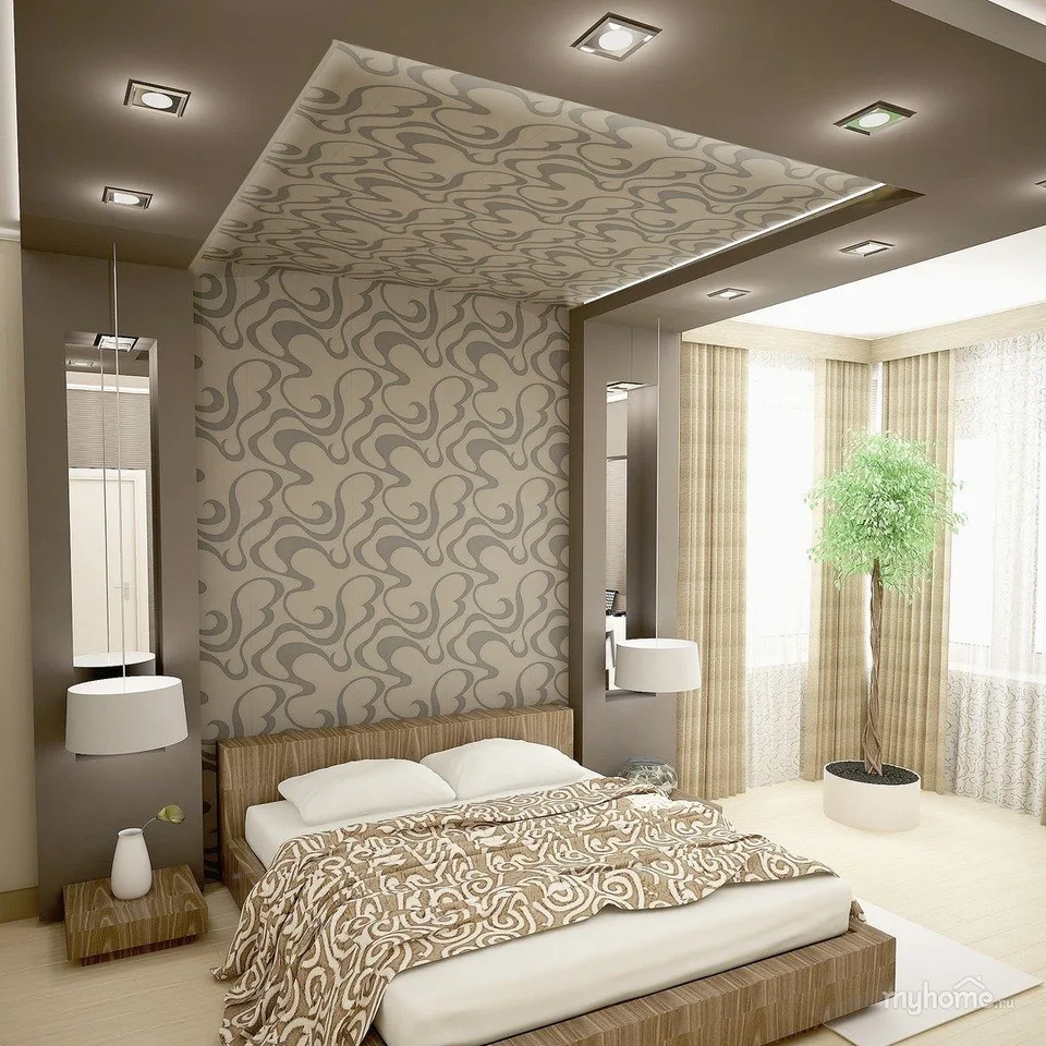Интерьер спальни в современном стиле в светлых