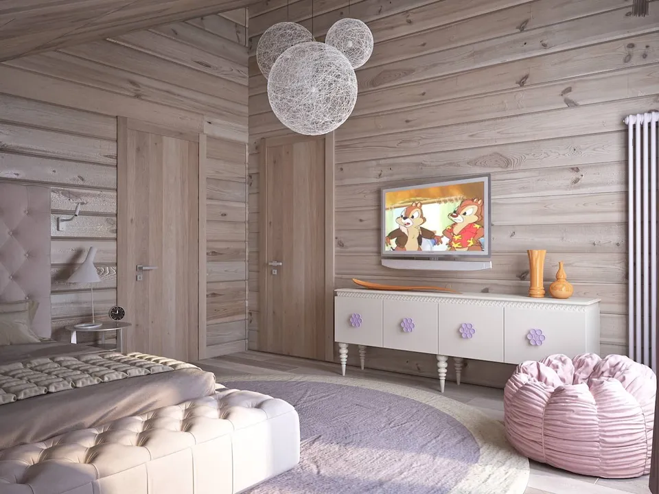 Спальня в стиле прованс в деревянном доме
