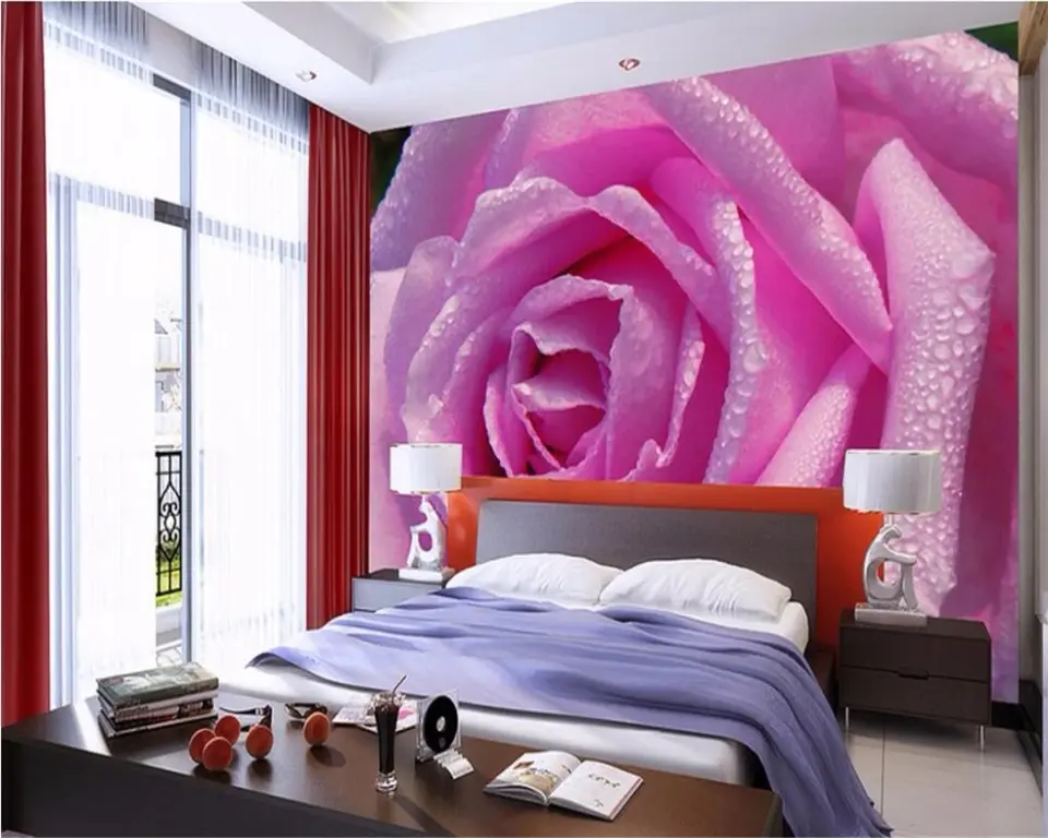 Фотообои роза фиолетовая в интерьере
