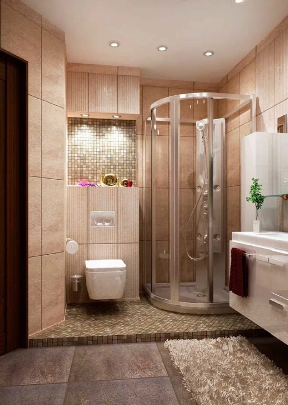 Дизайн ванной с душевой кабиной