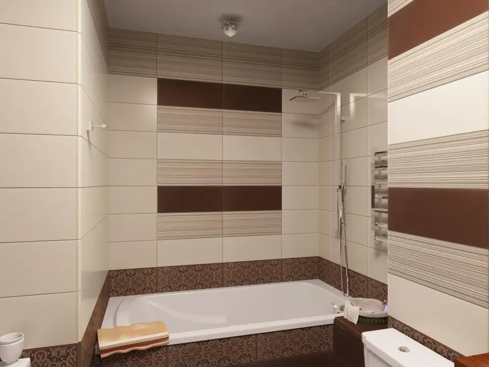 Ванная комната плитка бежево коричневая