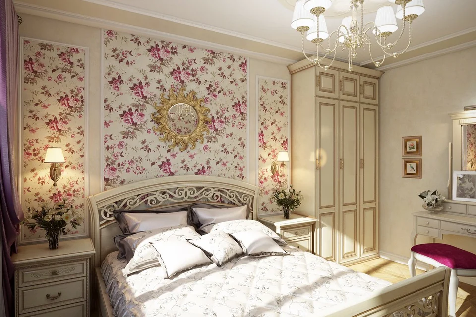 Спальня в стиле классика с элементами прованса