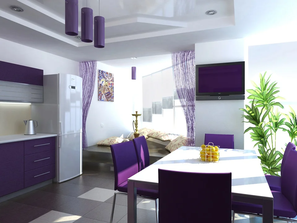 Кухня с фиолетовым акцентом