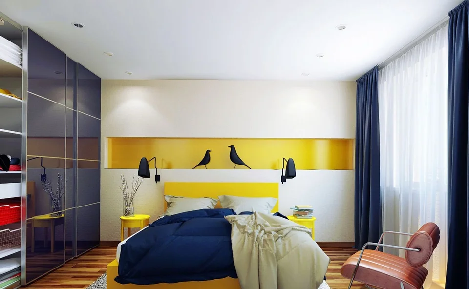 Желтая спальня в современном стиле