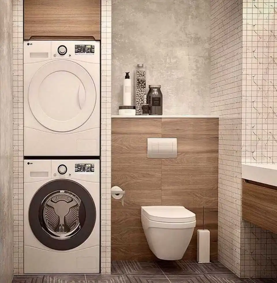 Дизайн ванной комнаты со стиральной машиной