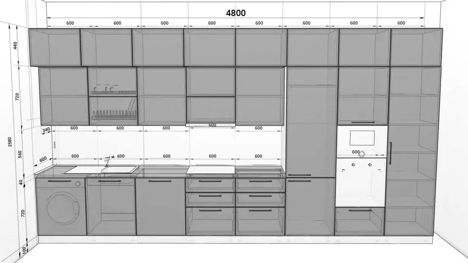 Стандартная высота верхних кухонных шкафов селена 205