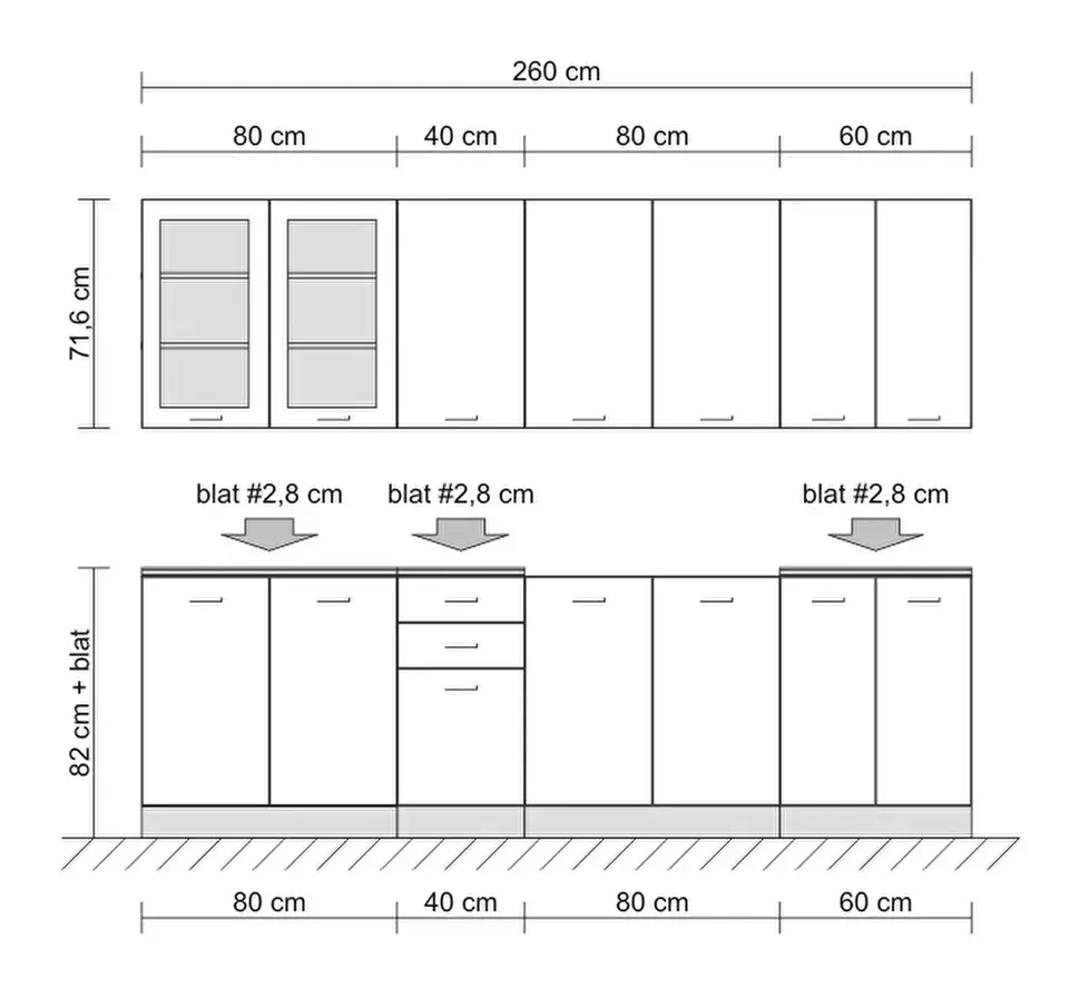 Стандартная высота верхних кухонных шкафов селена 205