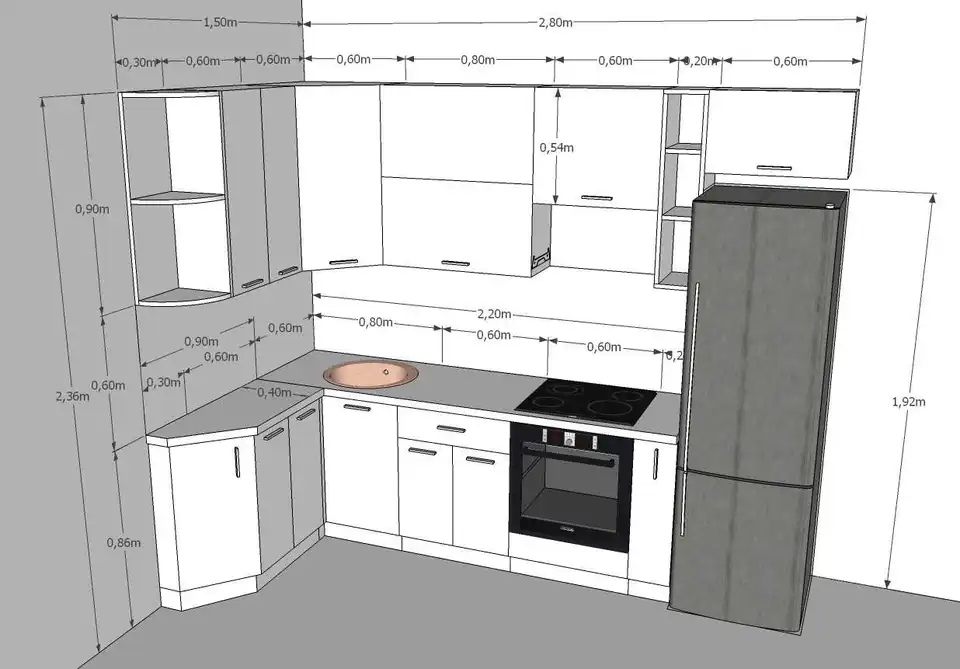 Проекты стандартных кухонь