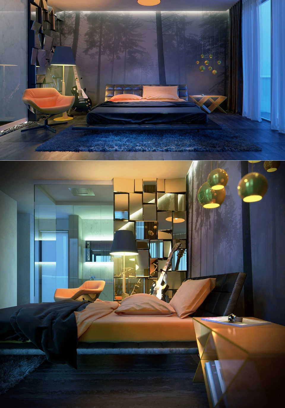 Необычный дизайн спальни