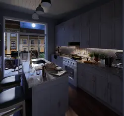 Photo Of The Kitchen In The Evening
