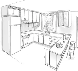 Photo sketches of the kitchen