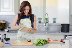 Photo of a housewife in the kitchen