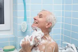 Elderly in the bathroom photo