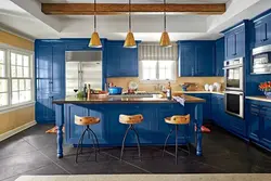 Yellow And Blue Kitchen Photo