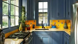Yellow And Blue Kitchen Photo