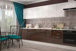 Кухня глянцевая коричневая фото