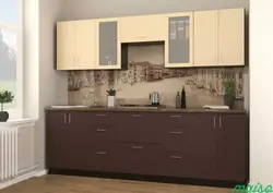 Кухня прямая коричневая фото