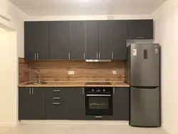 Straight brown kitchen photo