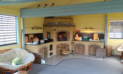 Summer kitchen with stove photo