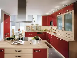 Red Kitchen With Beige Photo