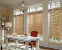Wooden blinds in the kitchen photo