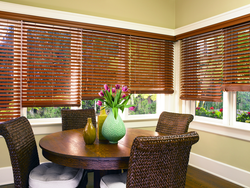 Wooden blinds in the kitchen photo