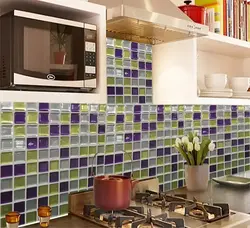 Self-adhesive panels in the kitchen photo