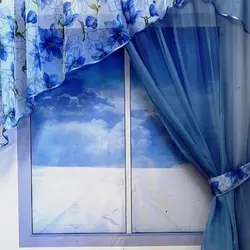 Curtains for blue kitchen photo