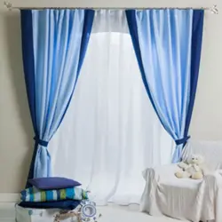 Curtains For Blue Kitchen Photo