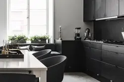 Чорная канапа на кухню фота
