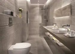 Matte porcelain tiles in the bathroom photo