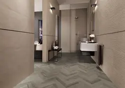 Matte porcelain tiles in the bathroom photo
