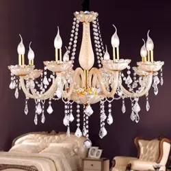 Crystal chandeliers in the bedroom photo
