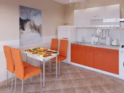 Orange chairs in the kitchen photo