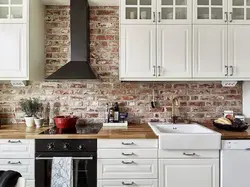 Brick kitchen apron photo