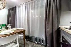 Dark curtains in the kitchen photo