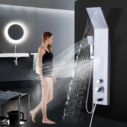 Ванна бөлмесінің фотосуретіндегі душ панелі