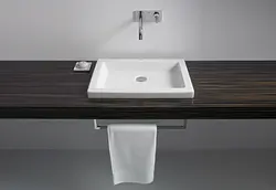 Photo of bathroom sink from above