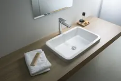 Photo of bathroom sink from above