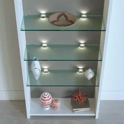 Glass shelves in the kitchen photo