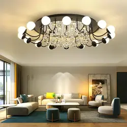 White chandeliers in the living room photo