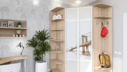 Hallway with side shelves photo