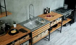Кухня лофт из металла фото