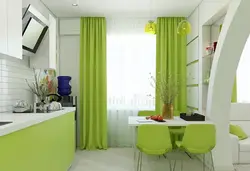 Curtains for light green kitchen photo