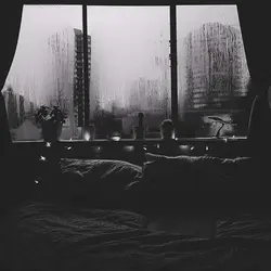 Photo Of A Bedroom At Night With A Window